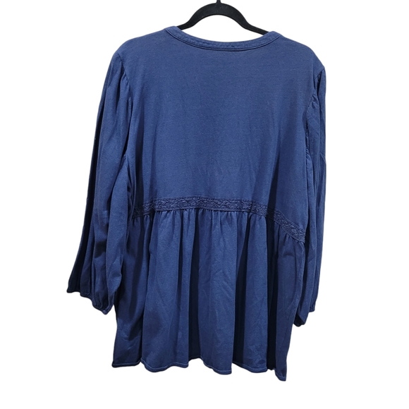 Romans Navy Blue Top Size 1x  22/24 Womans Tunic EUC Pull Over - Picture 2 of 5